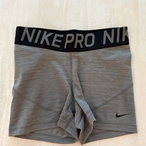 Nike Pro Heather Gray Shorts with Black Waistband
